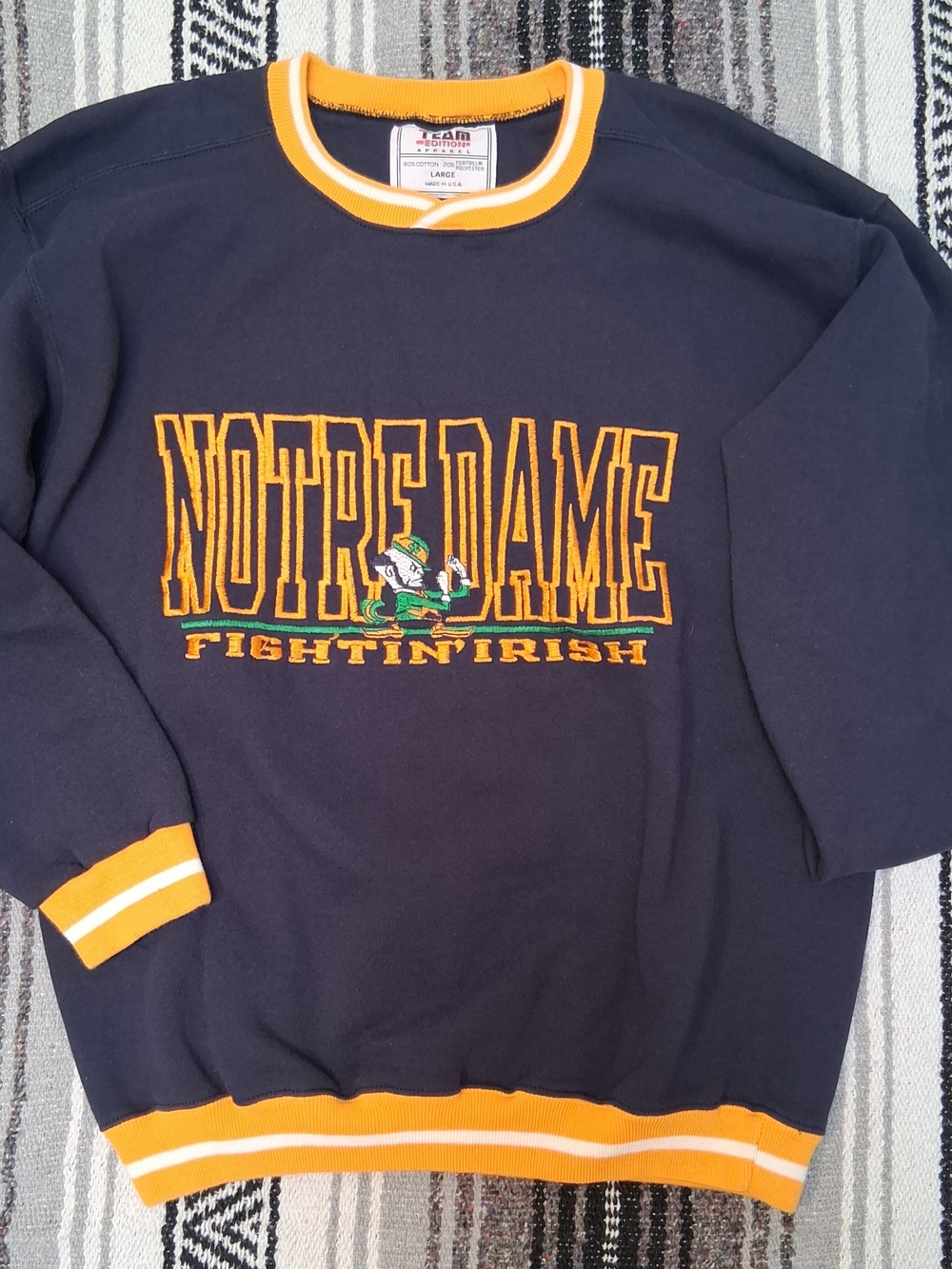 Notre Dame Navy & Gold Crewneck Sweatshirt - Fightin' Irish Graphic